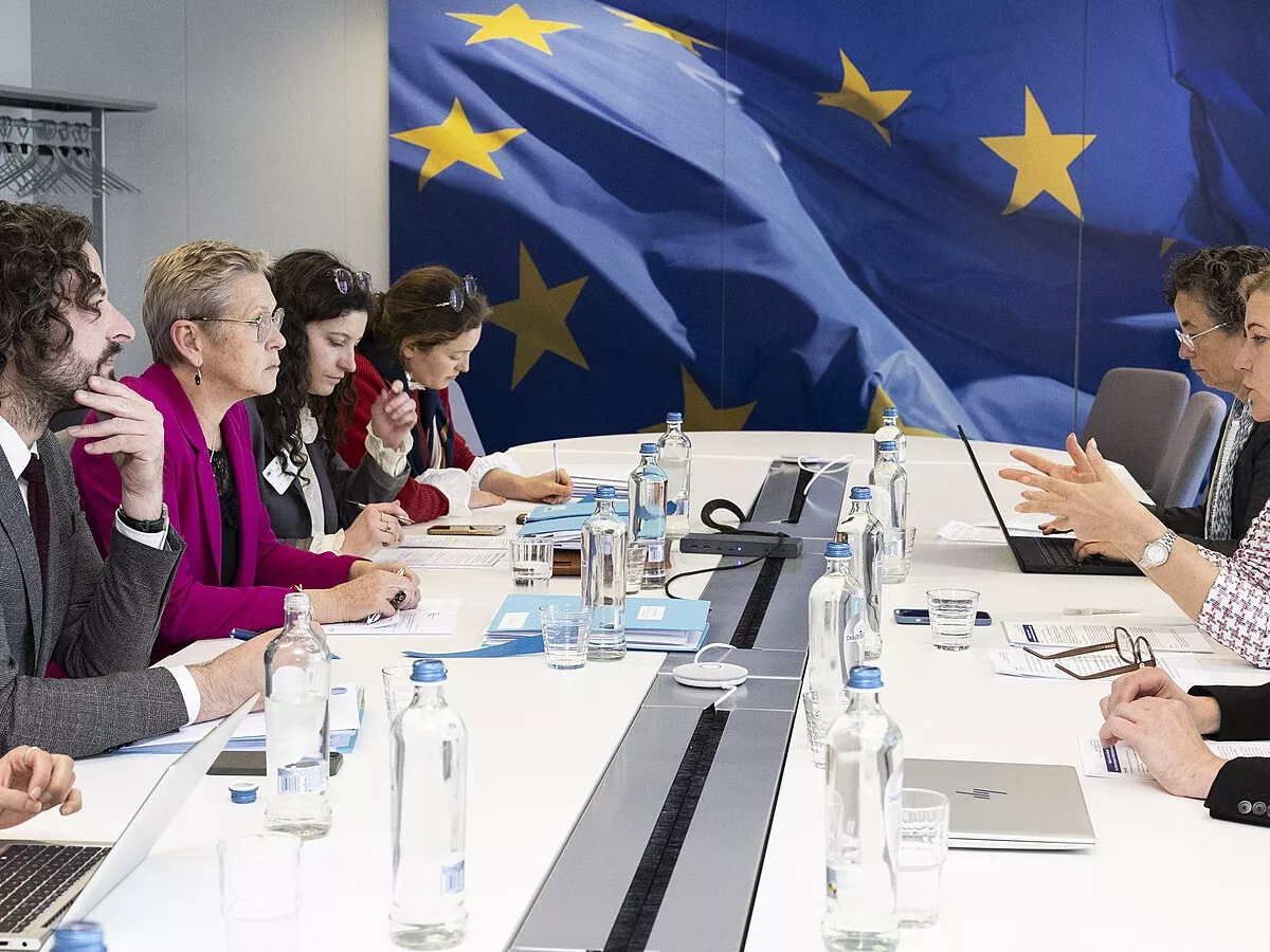 Representative image: General view of the meeting with Anne Le Hénanff, 3rd on the left, and Henna Virkkunen, 2nd on the right