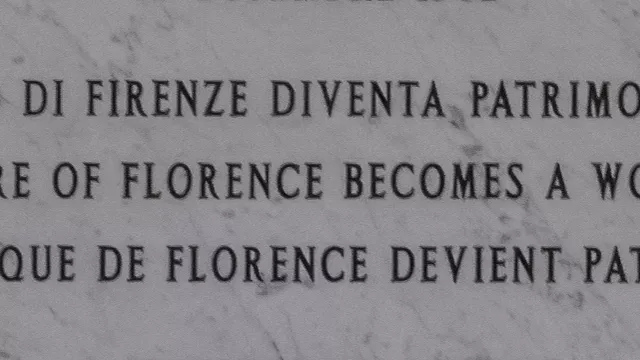 Representative image: Florence, Italy: Memorial plaque to the inscription of the historic center of Florence as World Heritage Site on December 17, 1982. Donated on occasion of the 25th anniversary December 17, 2007