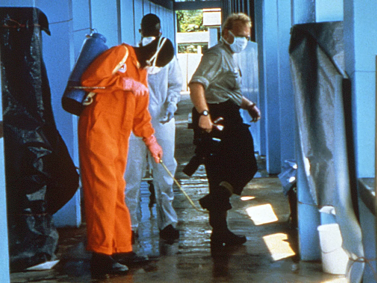 Representative image: This image depicts what at the time, were some of this clinic’s sanitary procedures practiced during the Kikwit, Zaire Ebola outbreak of 1995. In 1997, Zaire changed its name to the Democratic Republic of Congo. Note how