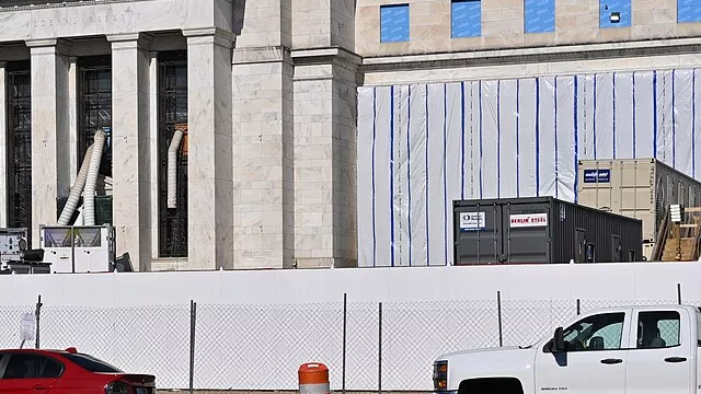 Representative image: Ongoing construction at the Marriner S. Eccles Federal Reserve headquarters building. This 2.5 billion dollar renovation has been the subject of criticism by President Trump and other government officials. 2051 Constitut