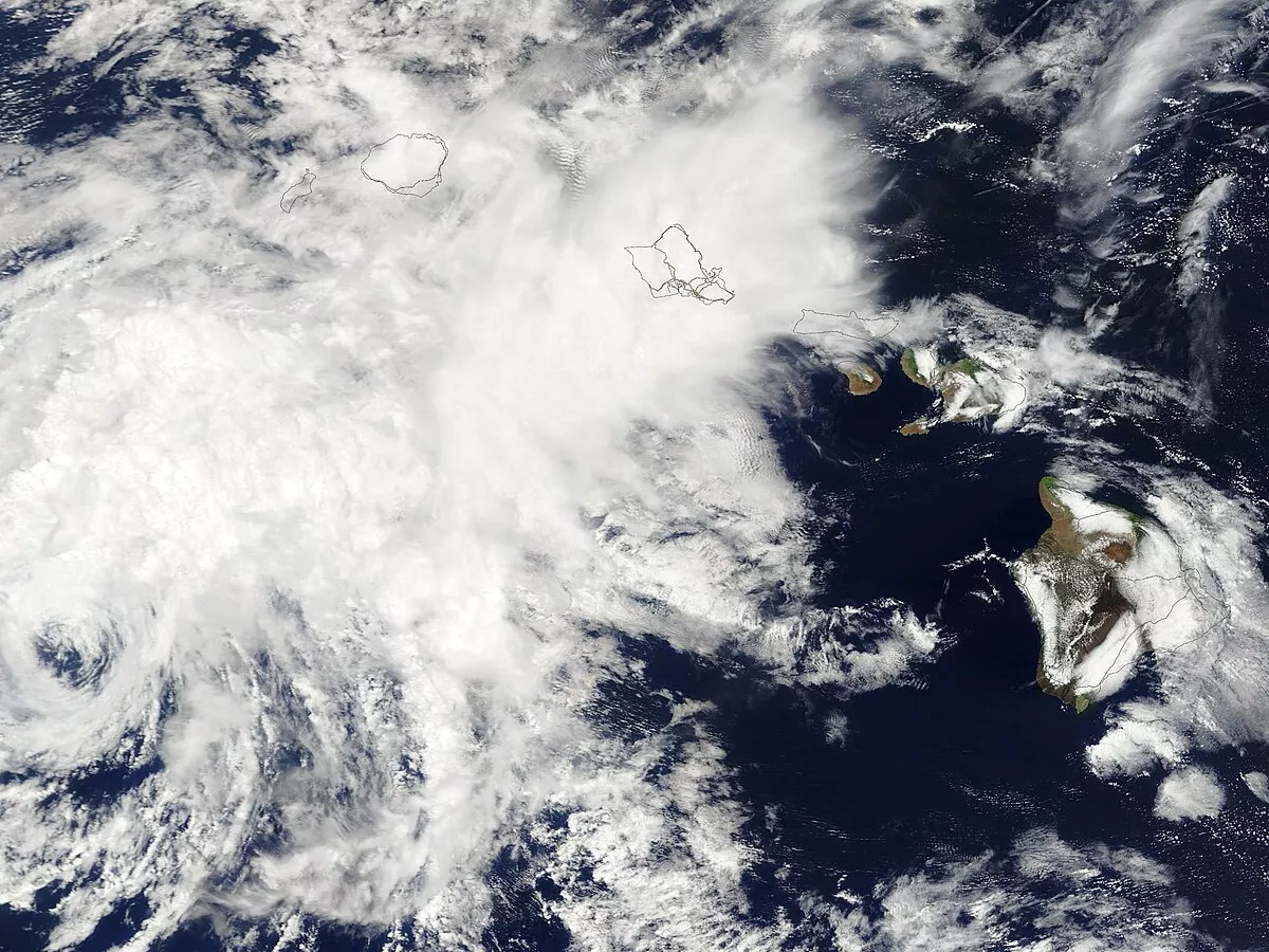 Representative image: Hurricane Hone brought soaking rains and high surf to Hawaii when it passed south of the island chain on August 25, 2024. At 1500 UTC (11:00 a.m. EDT), the storm reached its peak strength as a Category 1 hurricane with m
