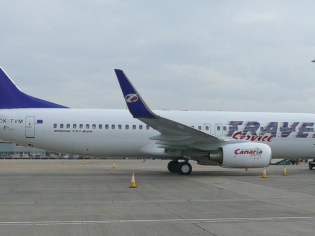 Representative image: OK-TVM B738W Travel Service Airlines on std 431 during it's first visit.