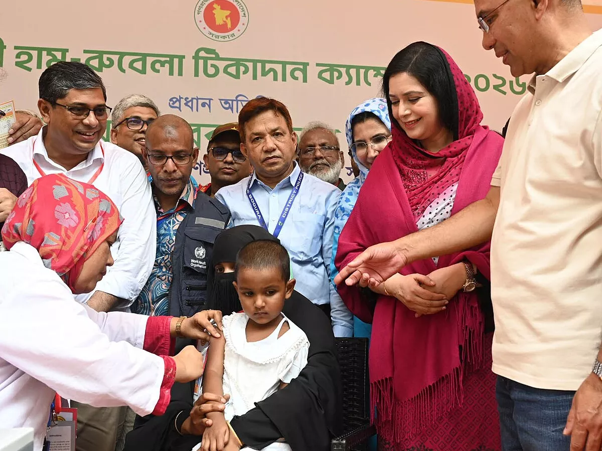 Representative image: Prime Minister Tarique Rahman observed the children's vaccination activities in Bagbari, Gabtali, Bogura, on Monday, April 20, 2026, on the occasion of the nationwide Measles-Masum Pervez Rubella Vaccination Campaign-202