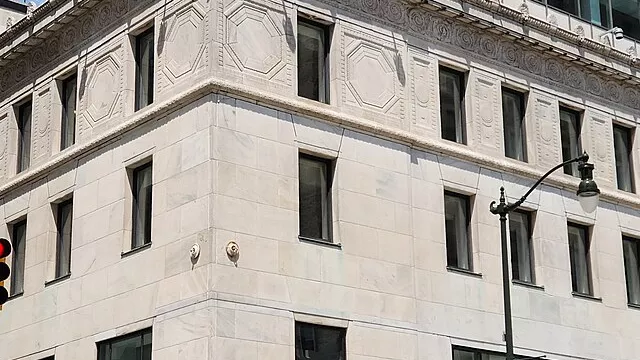 Representative image: Exterior of the Federal Reserve Building in Downtown Detroit, a commercial office building which once housed the Detroit branch of the Federal Reserve Bank of Chicago. In this image, the building is seen from across the