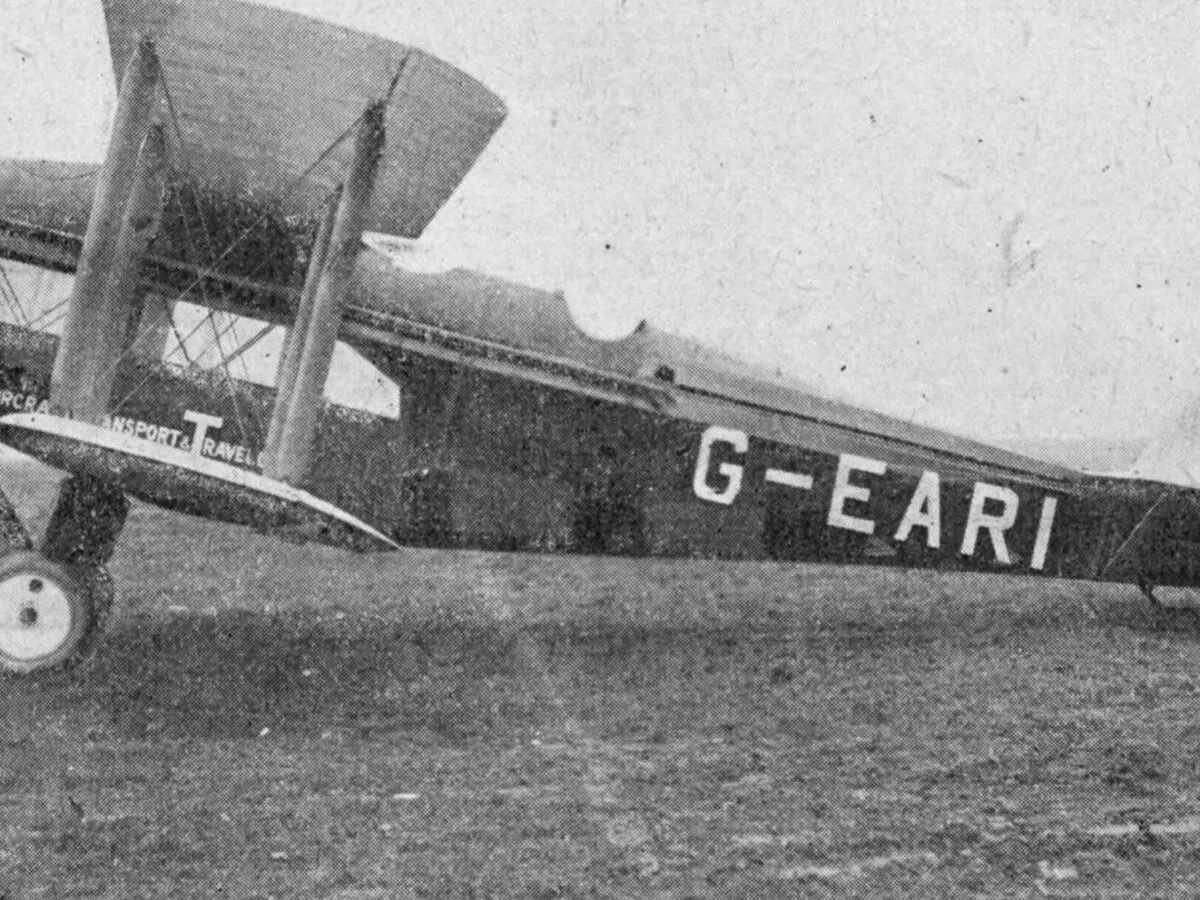 Representative image: de Havilland DH.18 prototype G-EARI with Aircraft Transport and Travel.