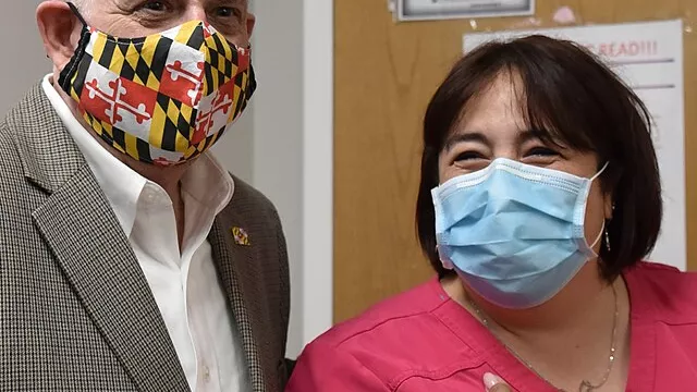 Representative image: Governor Hogan Visits PCP Vaccination Clinic by Patrick Siebert at 110 Baughmans Ln, Frederick, MD 21702