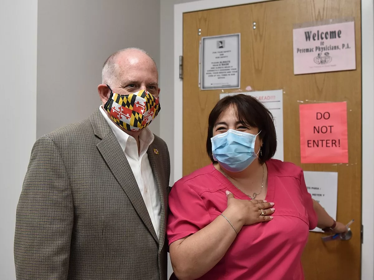 Representative image: Governor Hogan Visits PCP Vaccination Clinic by Patrick Siebert at 110 Baughmans Ln, Frederick, MD 21702