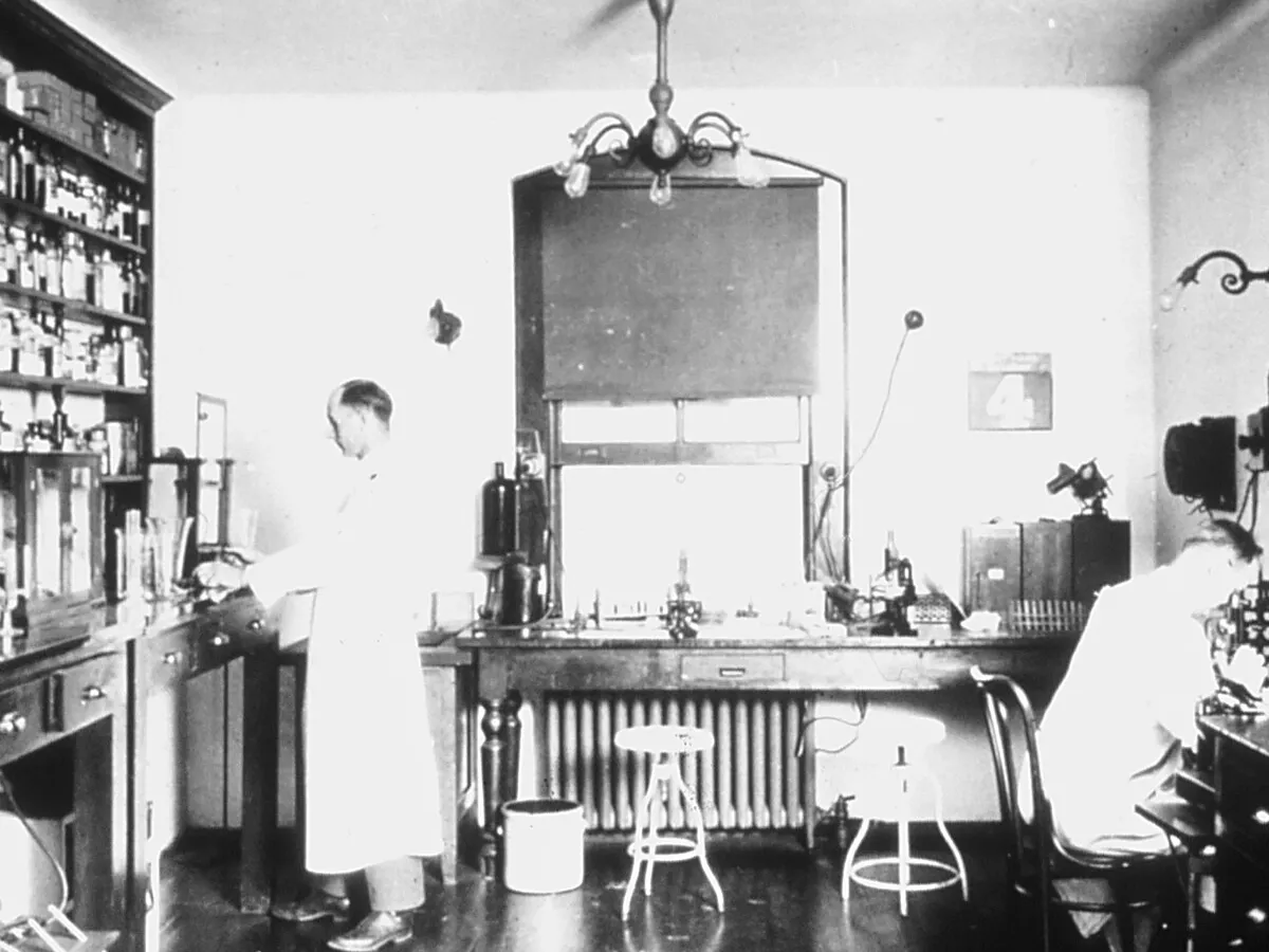 Representative image: Title Kinyoun's Laboratory Description Two males in a a small attic room in the Marine Hospital in the village of Stapleton on Staten Island, New York, the birthplace of NIH. In 1887, 27 year old Dr. Joseph Kinyoun set u