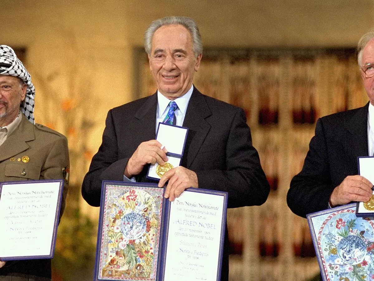 Representative image: The Nobel Peace Prize laureates for 1994 in Oslo. From left to right: PLO Chairman Yasser Arafat, Israeli Foreign Minister Shimon Peres, Israeli Prime Minister Yitzhak Rabin