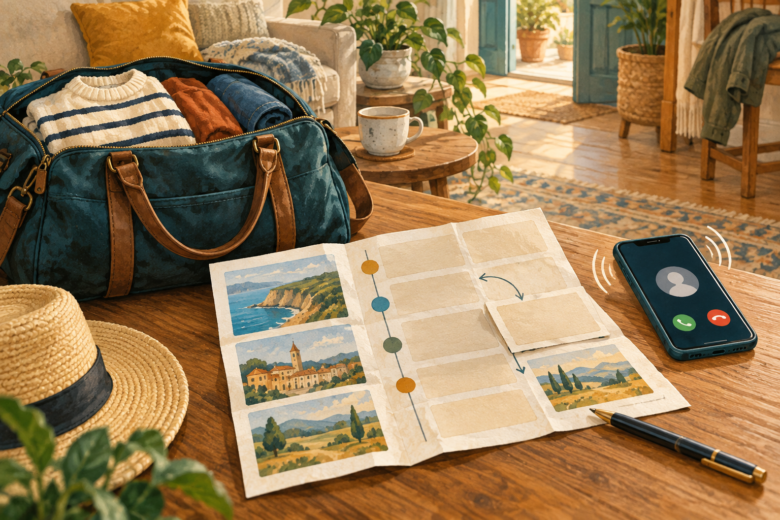 A packed bag and changed itinerary suggest weekend plans in progress.