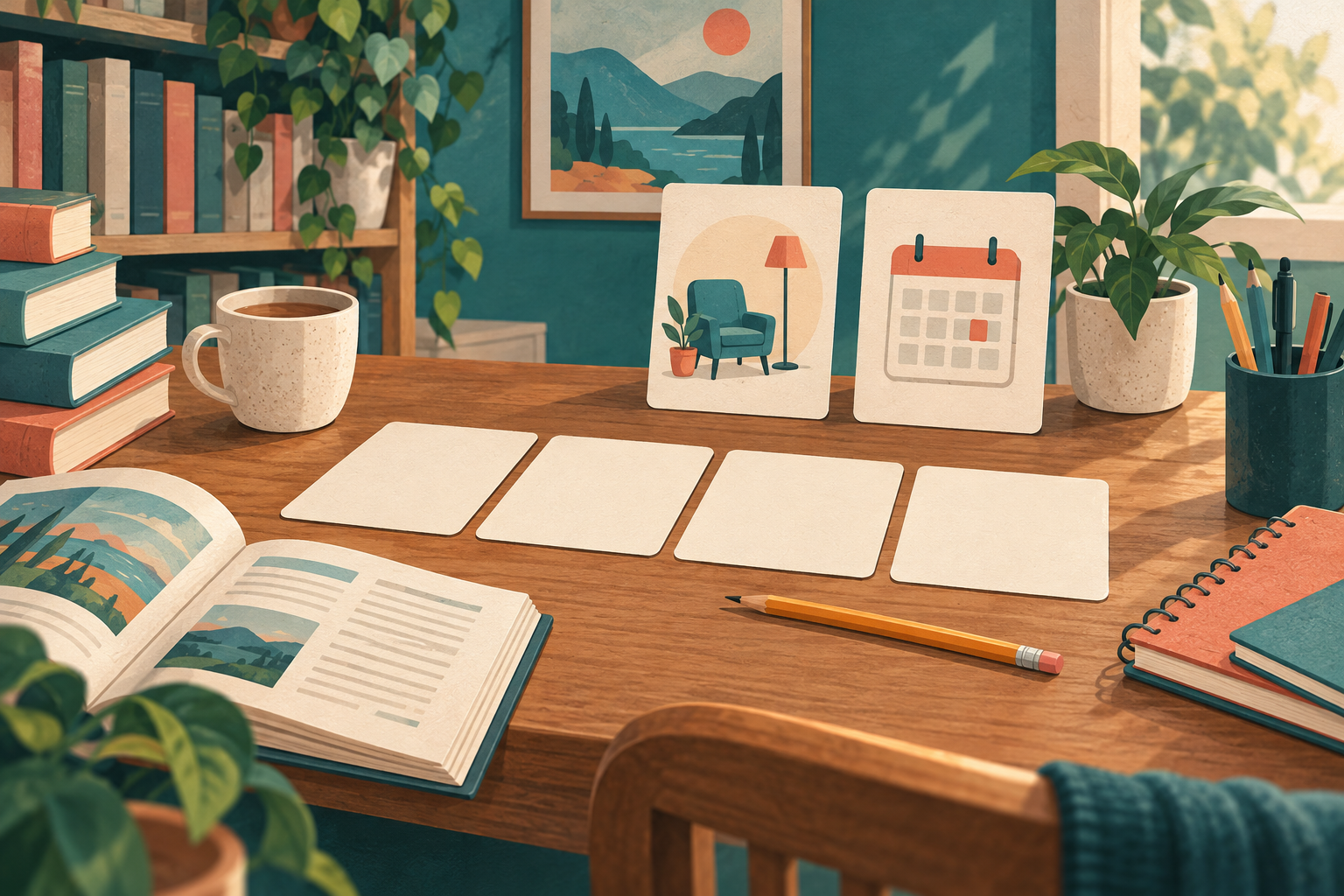 Original adult-learning illustration introducing fictional class reviews without ratings or answer cues.